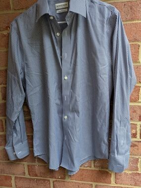 Nordstrom Men’s Navy and White Micro Check Dress Shirt